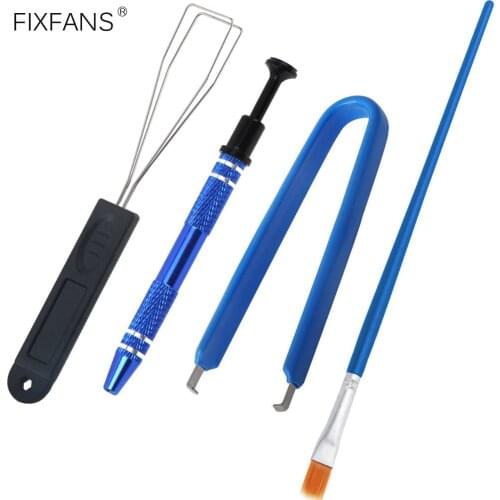 FIXFANS Keycap Puller Switch Puller Remover with 4-Prong Extractor Pickup Tool and Cleaning Brush for Mechanical Keyboard