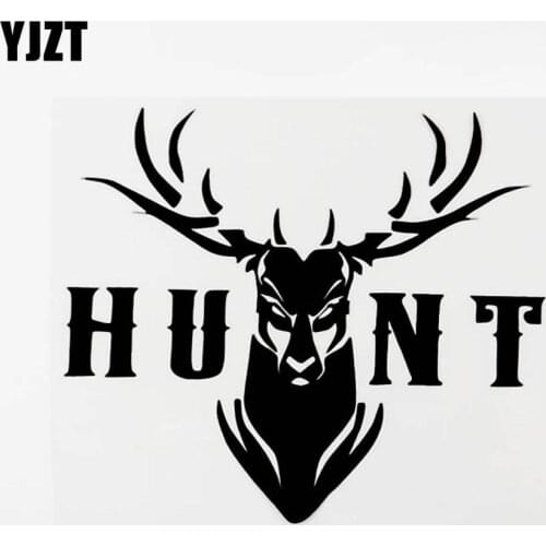 YJZT 15.6CM×13.4CM Personality Car-styling Hunt Deer Vinyl Car Sticker Decal Black/Silver 8C-0462