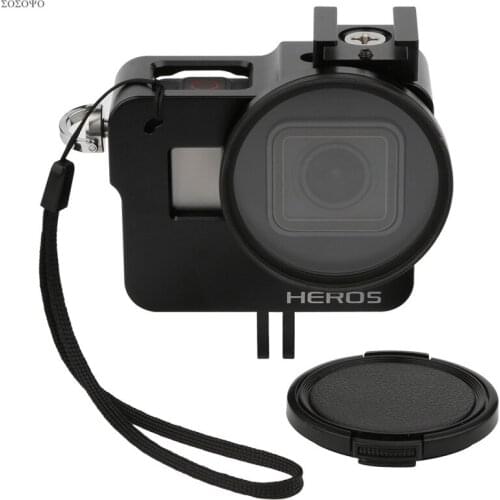 Aluminum Alloy Protective Frame Case Housing with 52mm UV Lens Filter Camera Cage Mount For Gopro Hero 5 6 7 Black Accessory