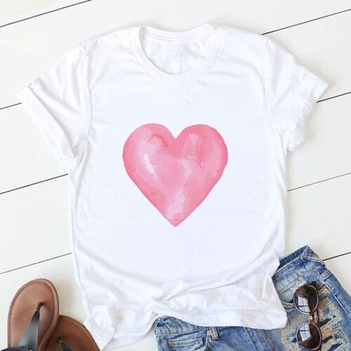 Love Heart Printed Women T shirt Harajuku T Shirt Women Cute T shirt Funny Cartoon Aesthetic Female T Shirt Tee Top_T-Shirts