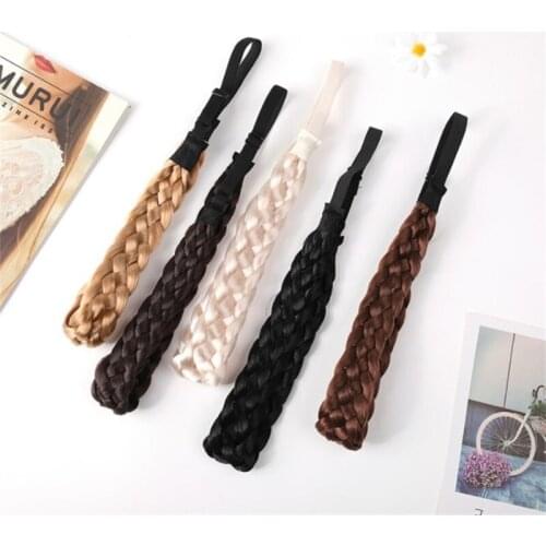 Women Synthetic Wig Braided Hair Band Headband Hair Rayon Wig Braid Hair Band 1 Pcs