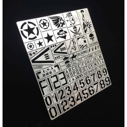 1/35 USA Armed Vehicle Stainless Steel Stencil Template Chariot Armor Design Leakage Spray Board Spray Plates Model Tools