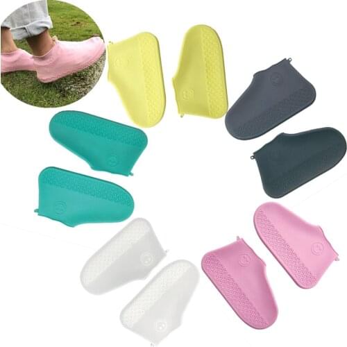 1 Pair Reusable Waterproof Rain Shoes Covers Slip-resistant Rubber Rain Boot Protectors Overshoes S/M/L