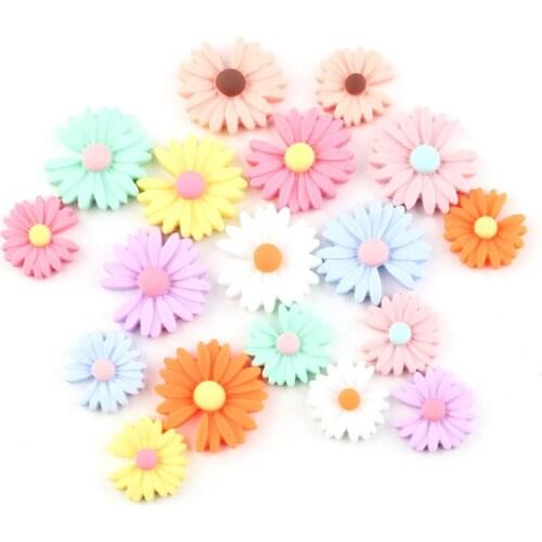 10pcs Mix color Resin fashion daisy flower charms flatback kawaii cabochon for diy jewelry making findings accessories component