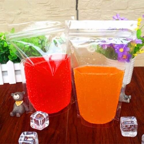100pcs 200ml-600ml 100% High Clear Beverage Ziplock Bag Self-seal Party Wedding Birthday Bar Juice Milk Tea Wine Drinking Pouch
