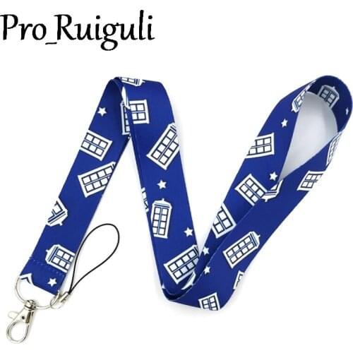 30pcs Doctor who Telephone booth kids women Neck keychain necklace Anime Neck Strap Lanyard ID badge holder Keychain Lanyards