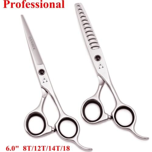 6.0 Hair Scissors Professional High Quality Barber Scissor 440C Hairdressing Scissors Thinning Fish Teeth Hair Cut Shear 2004