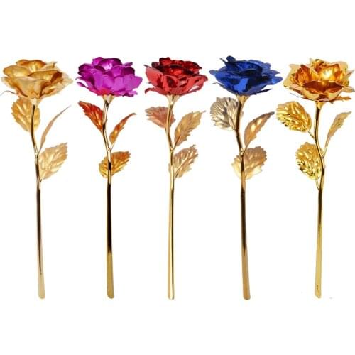 9-25cm 24K Gold Foil Rose Flower Christmas Birthday Gift Wedding Party Festival Valentines Day Gift Festive Party Supplies