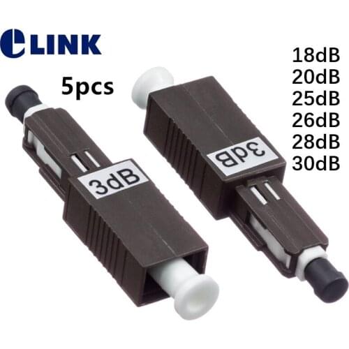 5PCS MU UPC FM attenuator fibra optica female to male attenuator 18db 20dB 25db 26db 28db 30db ftth optical attenuator ELINK