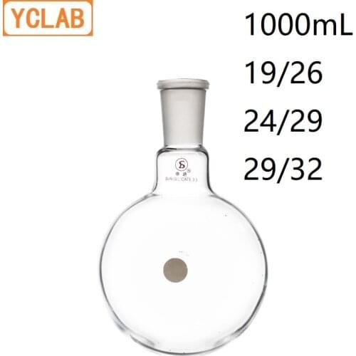 YCLAB 1000mL 19/26 & 24/29 & 29/32 Boiling Flask 1L Round Bottom Boro 3.3 Glass Standard Ground Mouth Distilling Distillation