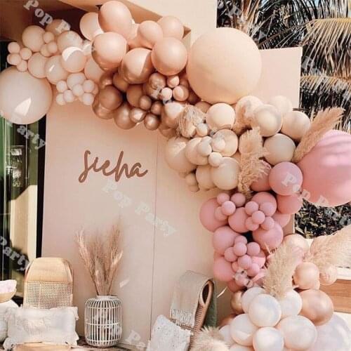 Hot Sale INS Balloons Garland Arch Birthday Baby Shower Doubled Dusty Pink Cream Ballon Kits Nude Globos Wedding Party Supplies