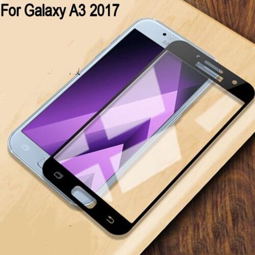 2PCS Full Curved Screen Protector For Samsung Galaxy A3 2017 Full Cover Tempered Glass For GalaxyA3 2017 Protective Flim