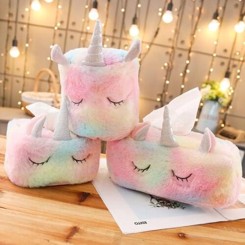 Kawaii Unicorn Plush Stuffed Soft Doll Lovely Animal Horse cushions tissue pumping Storage For Children Birthday Gifts