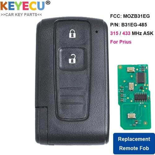 KEYECU Smart Remote Control Car Key for Toyota Prius 2004-2009, Fob 2 Button - ASK 315MHz/ 433MHz - FCC ID: B31EG-485 MOZB31EG