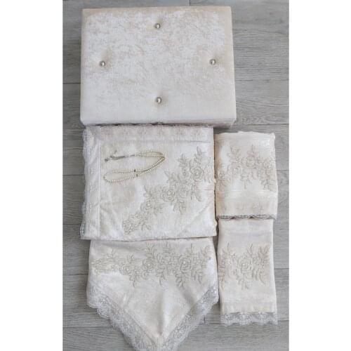 Coffer Prayer Rug Set Dowries 6 Piece Bride Set Velvet-Gold