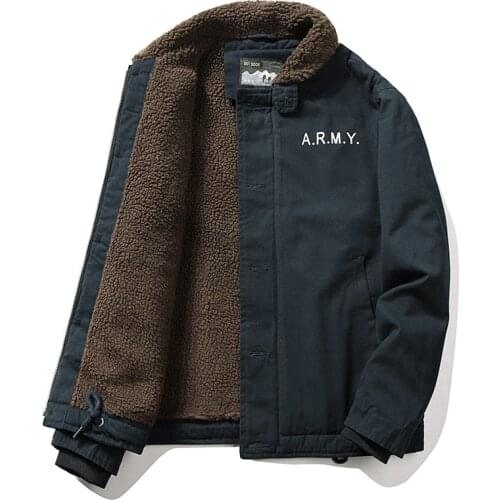 Winter Military Jacket Men Casual Lamb Fur Collar Thick Warm Parkas Coats Fleece Bomber Pilot Flight Army Cotton Padded Jacket