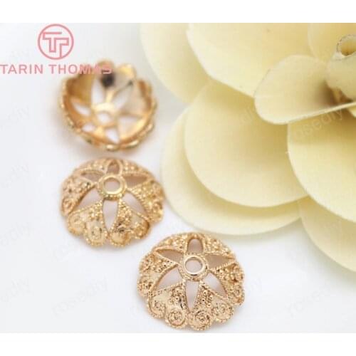 4PCS 19MM 24K Champagne Gold Color Plated Brass Beads Caps Tassel Caps High Quality Diy Jewelry Accessories