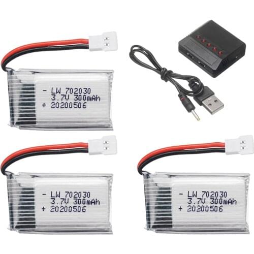 3.7V 300mAH Lipo Battery and Charger For Udi U816 U830 F180 E55 FQ777 FQ17W for Hubsan H107 for Syma X11C FY530 RC Drone Battery
