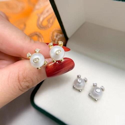 Cute 925 Sterling Silver Earrings Findings Base Mountings Jewelry Parts Accessories for Pearls Beads Agate Jade Crystal