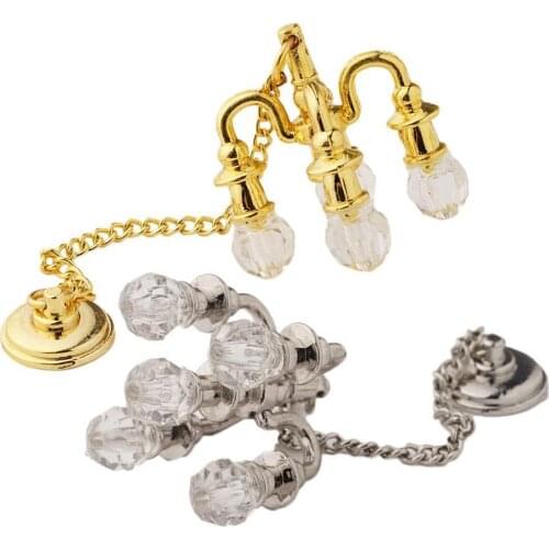 Mini Chandelier 1:12 Dollhouse Miniature Furniture Mini Crystal Alloy Golden Scene Accessories Simulation Lamp Chandelier H I3P4