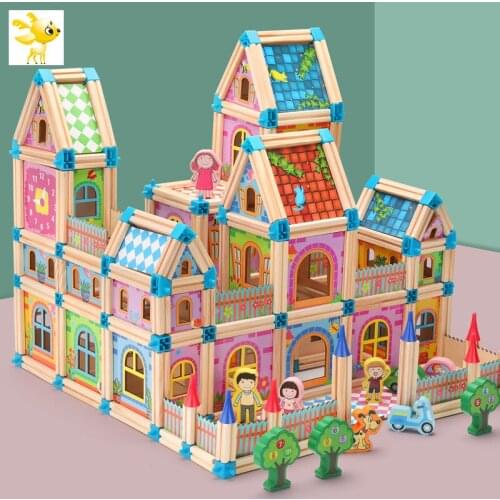 DIY Doll House Miniature Dollhouse With Doll Wooden House 128pcs /268pcs Toys For Children New Year Christmas Gift