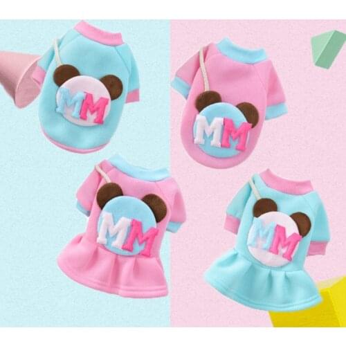 Cartoon Dog Coat Jacket Winter Pet Dog Clothes For French Bulldog Cute Lovers Skirt Cotton Dogs Dress Pets Clothing Ropa Mascota