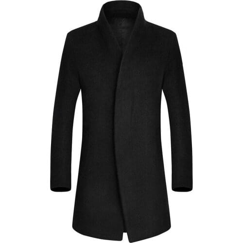 VERSMA Korean Design Warm Men Extra Long Black Trench Coat Male Winter Thick Classic Mens Long Cashmere Wool Jackets Coats Men