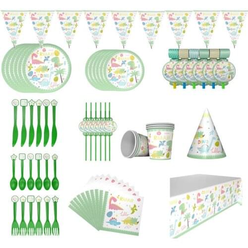 Dinosaur Party Theme Tableware Set Disposable Tableware Paper Plate Cup Tablecloth Birthday Decorations Dinosaur Party Supplies