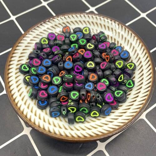 New 100pcs /lot 6mm Acrylic Spaced Beads Round Shape Love Heart For DIY Jewelry Making Handmade Bracelet#05