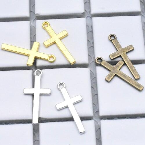NEW Charms,15Pcs/Lot 27X13mm Three Colors Plated Vintage Alloy Cross Pendant DIY Handmade Jewelry Accessories