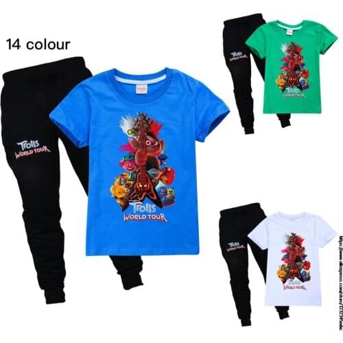 Baby Clothing Sets Child 2-16 Years Birthday suit Boys Tracksuits Kids Brand Trolls 2 Sport Suits T shirt Top +Pants 2pcs Sets