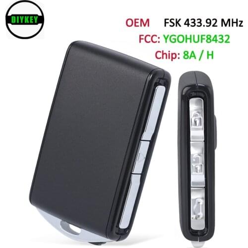 DIYKEY HUF8423 OEM Genuine Smart Keyless Remote Key 433.92MHz 8A / H Chip for VOLVO S90 V60 V90 XC60 XC90 YGOHUF8432 with Logo