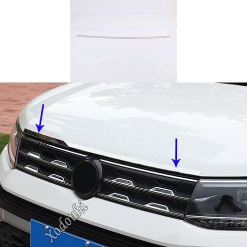 For Volkswagen VW T-cross Tcross 2018 2019 2020 Car Stainless Steel Front Engine Machine Grille Upper Lid Stick Trim Frame Parts