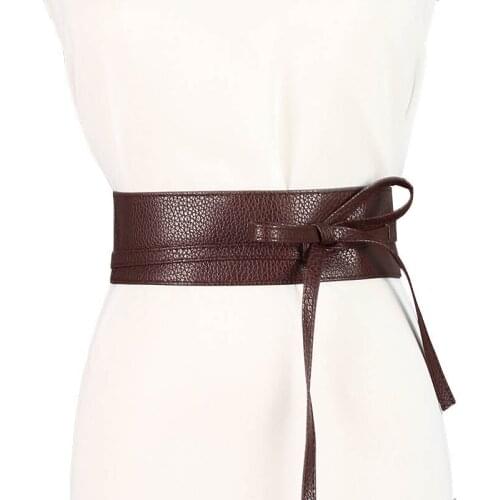 9 Colors Women PU Leather Belts Fashion Lace Up Coat Decorated Girdle Fashion Female Ring Waistband Corset Female Wide Belt