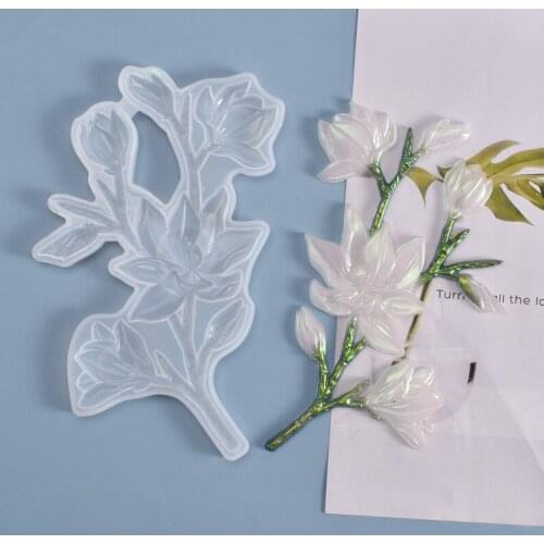Crystal Epoxy Mold Beautiful Flowering Branch Designer Handmade Creative Decoration Desktop Pendant Soft Ceramic Silicone Mould