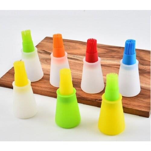Factory Wholesale Straight Silicone Oil Bottle Brush Bbq Silicone Brush BBQ Barbecue Tool with Oil Control Cover Kitchen Tools