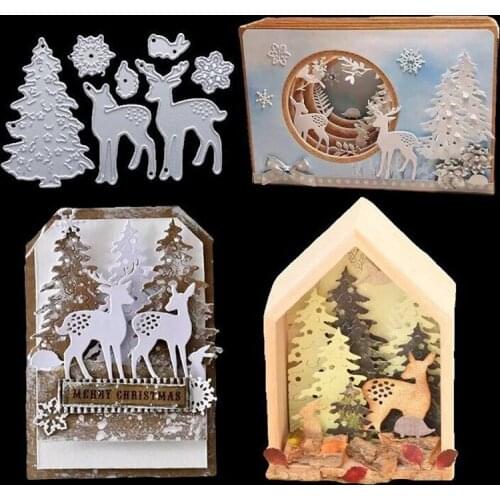 Christmas Tree Animal Deer Frames Metal Cutting Dies Stencils Die Cut for DIY Scrapbooking Album Paper Card
