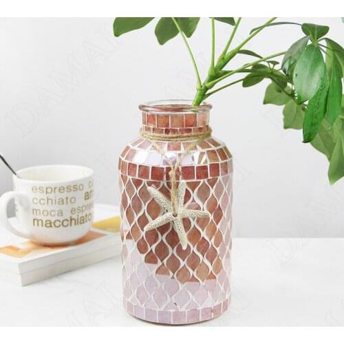 Manual Glass Vase Starfish Decorate Geometric Decals Restaurant Desktop Flower Vases Bedroom Bedside Dried Flowers Organizer