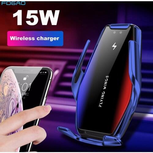 Automatic Clamping 15W Fast Car Wireless Charger for Samsung S20 S10 iPhone 12 11 Pro XS XR 8 Infrared Sensor Phone Holder Mount