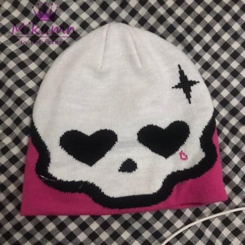Harajuku Gothic Cute Skull Beanies Hats For Women Girls Grunge Punk Rock Hip Hop Skullies Warm Knitted Hats Caps Streetwear