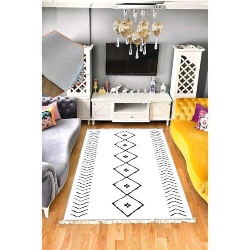 Scandinavian Washable Decorative Rectangle Fringed Carpet Anti-Slip Living Room Bedroom Kitchen Carpet Mat Home Decor Rug