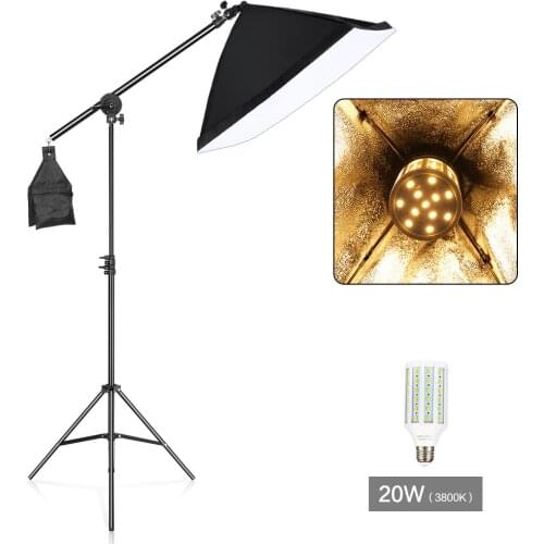 Softbox with Tripod Crossbar Boom Arm Led Yellow Lighting Kits 50x70CM Continuous Light System Soft Box Photo Studio Equipment