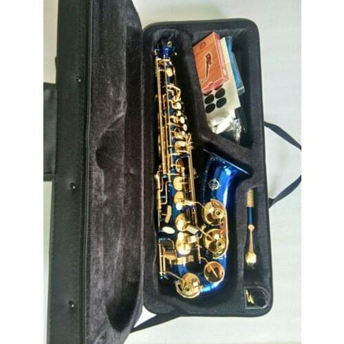 SUZUKI Alto Saxophone Blue Saxophone Alto Eb Tune Saxophone Brass Musical Instrument Gold Lacquer with Case