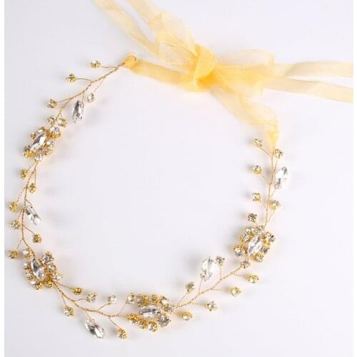 FORSEVEN Crystal Pearl Hairband Gold/Silver Color Branches Floral Headbands For Women Bride Wedding Tiara Crown Hair Jewelry