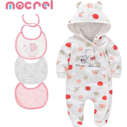 Spring Jumpsuits Out The Spring Autumn Period And The Baby Hooded Clothing Long Sleeve With Saliva Towel Baby Footies Clothes