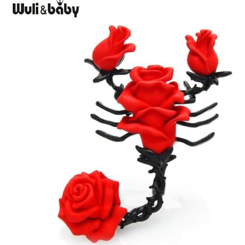 Wuli&baby Big Flower Scorpion Brooches Women Unisex Insects Party Office Casual Brooch Pins Gifts