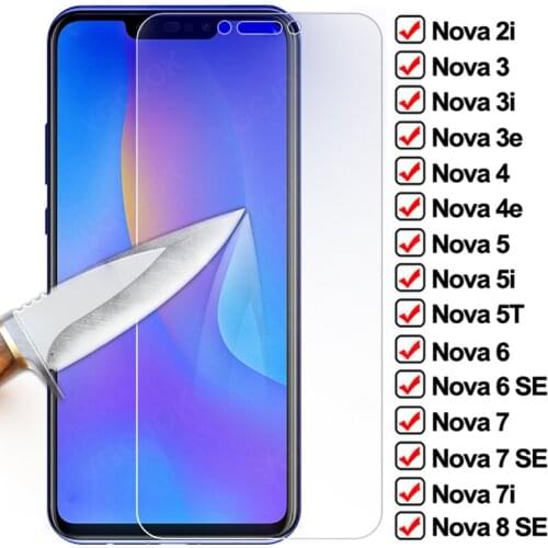 11D Full Tempered Glass For Huawei Nova 2i 3i 3 3e 4 4e 5 5i 5T Screen Protector Glass Nova 6 7 8 SE 7i Clear HD Protective Film