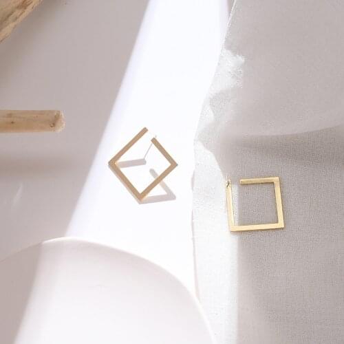 Korean Version of Retro Square Asian Gold Earrings Irregular Ladies New Exaggerated Cold Wind Fashion Opening Accessories