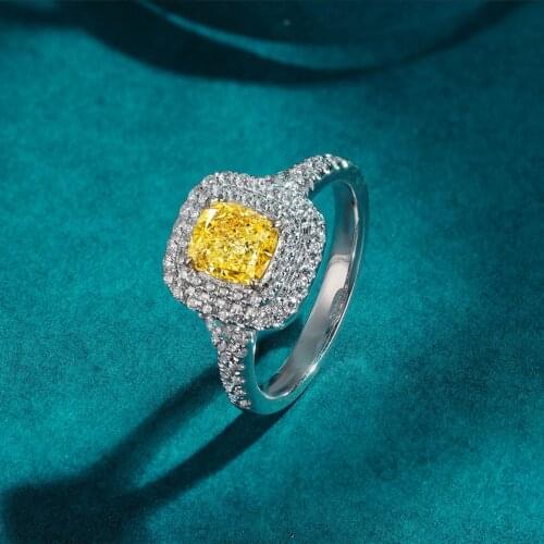 2021 Simulated Diamond Cushion Shape 1.0ct 925 Sterling Silver Ring For Women Sparkling Fashion Bridal Rings Kольца