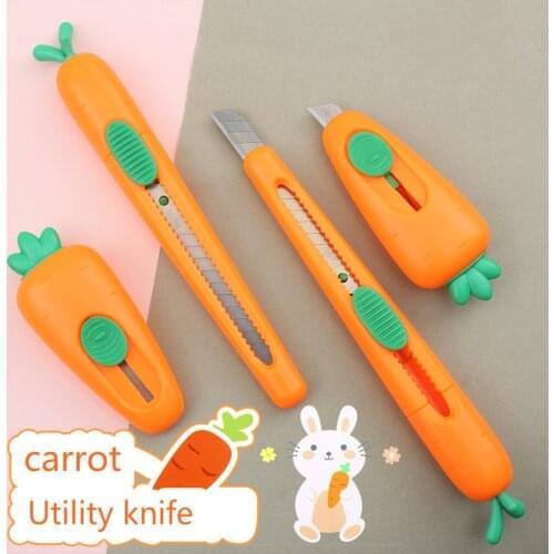1Pcs Mini Cutter Cartoon Carrot Utility Knives Auto-Retractable Letter Opener